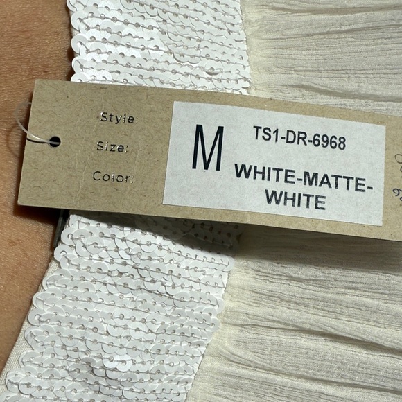 Chan Luu White Pleated Empire Waist Mini Dress M NWT - Picture 10 of 10